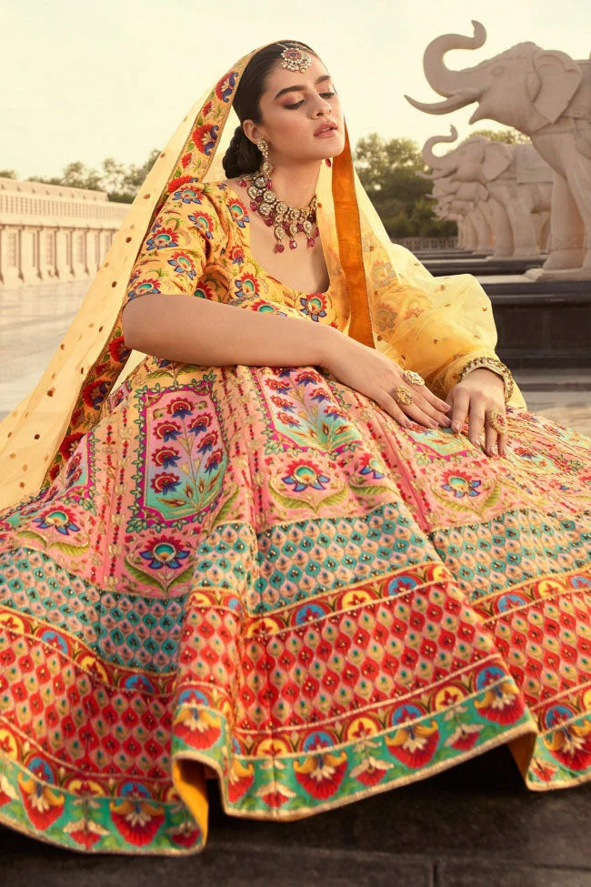 Yellow Colour Art Silk Embroidery Lehenga Choli LC1150124 B