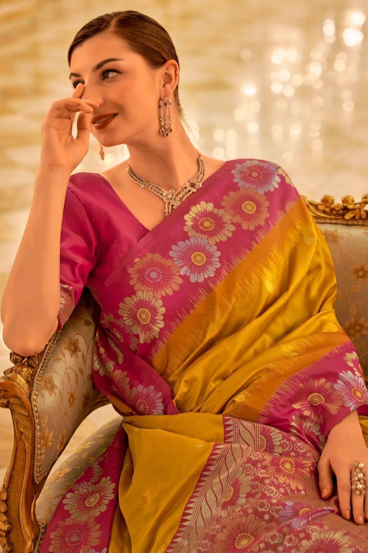 Yellow Colour Banarasi Silk Saree SD1110347 A