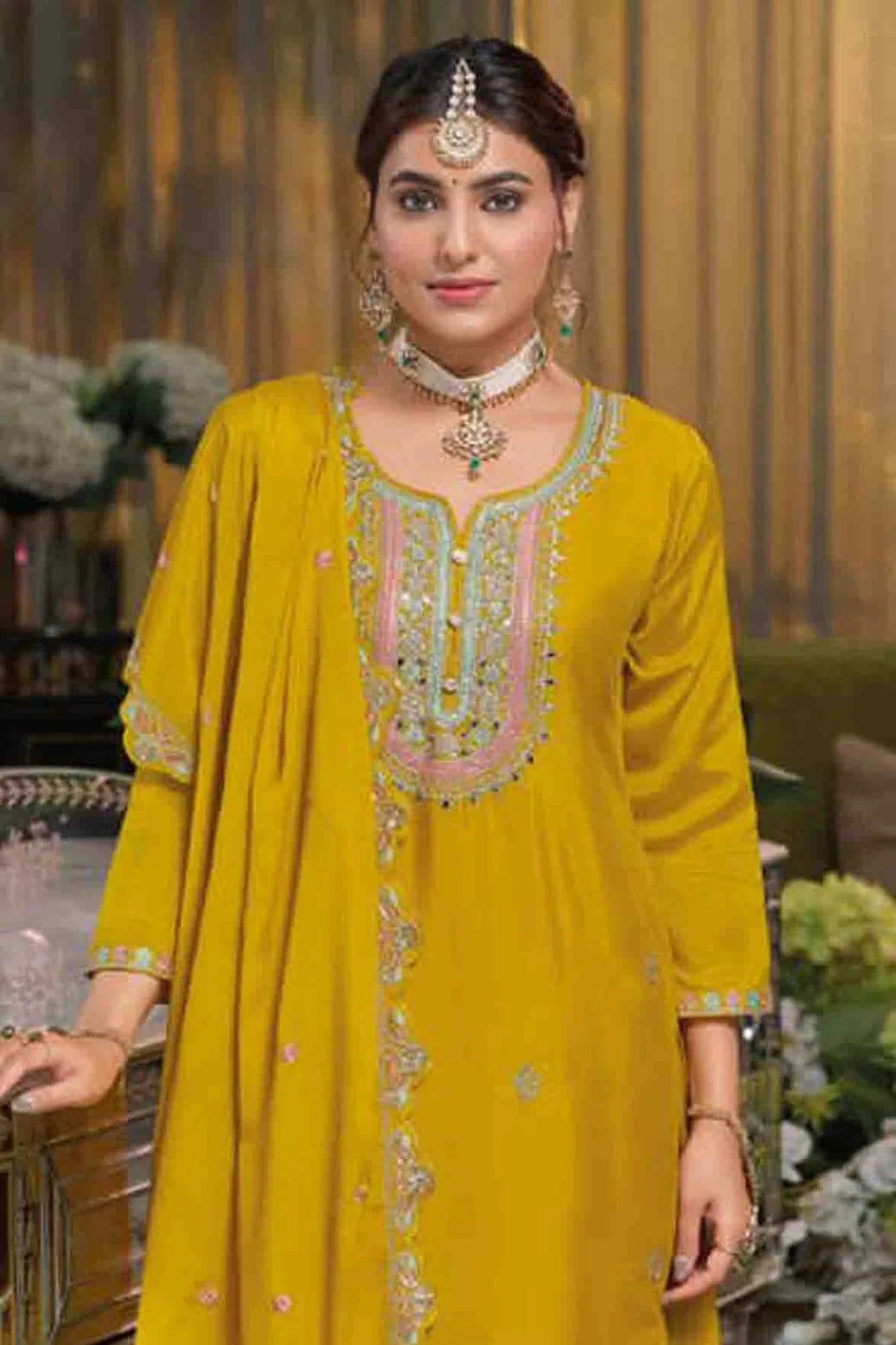 Yellow Colour Chinon Stitched Lehenga Suit SS1140933 A