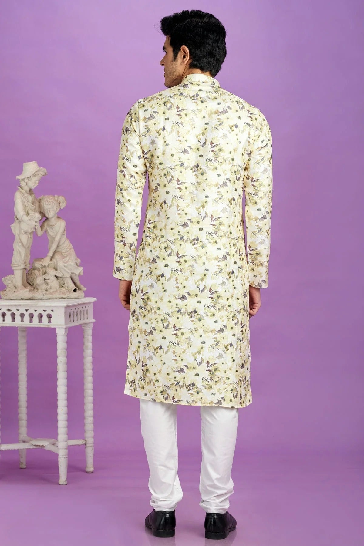 Yellow Colour Cotton Pintex Work Kurta Pajama KP1230196 B