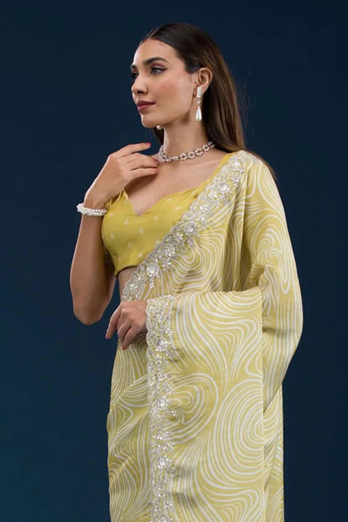 Yellow Colour Georgette Printed Saree SD1112632 A
