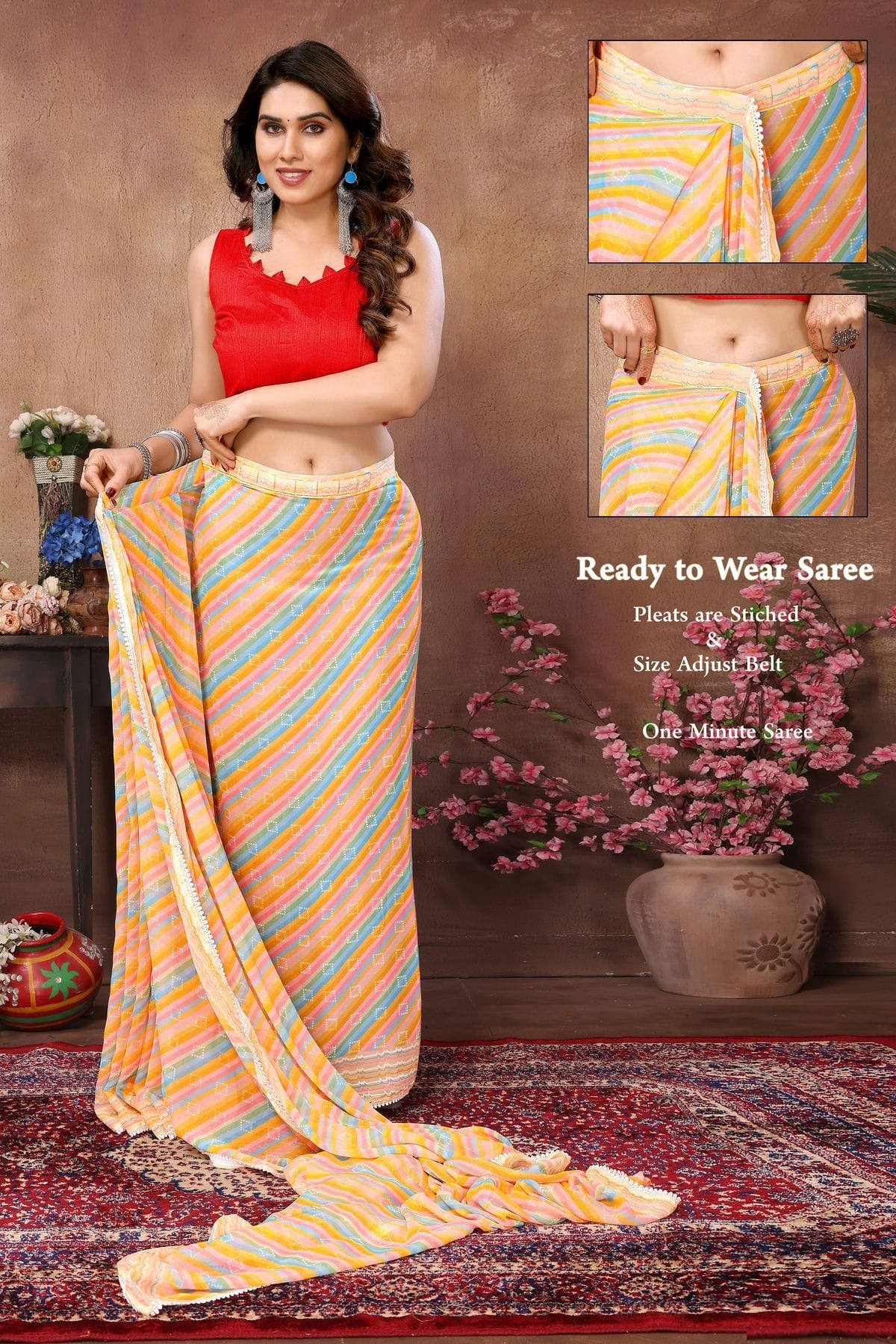 Yellow Colour Georgette Ready To Wear Saree SD1180012 A