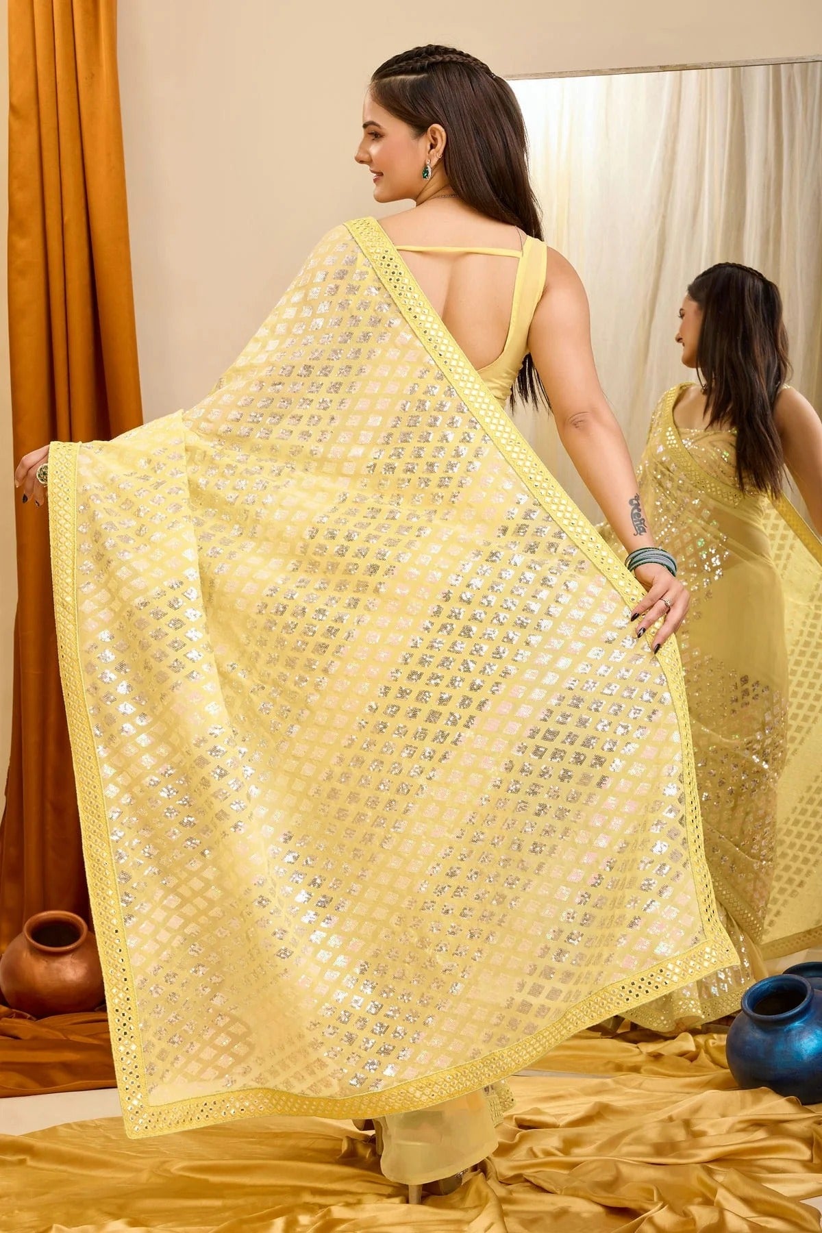 Yellow Colour Georgette Saree SD1110225 A
