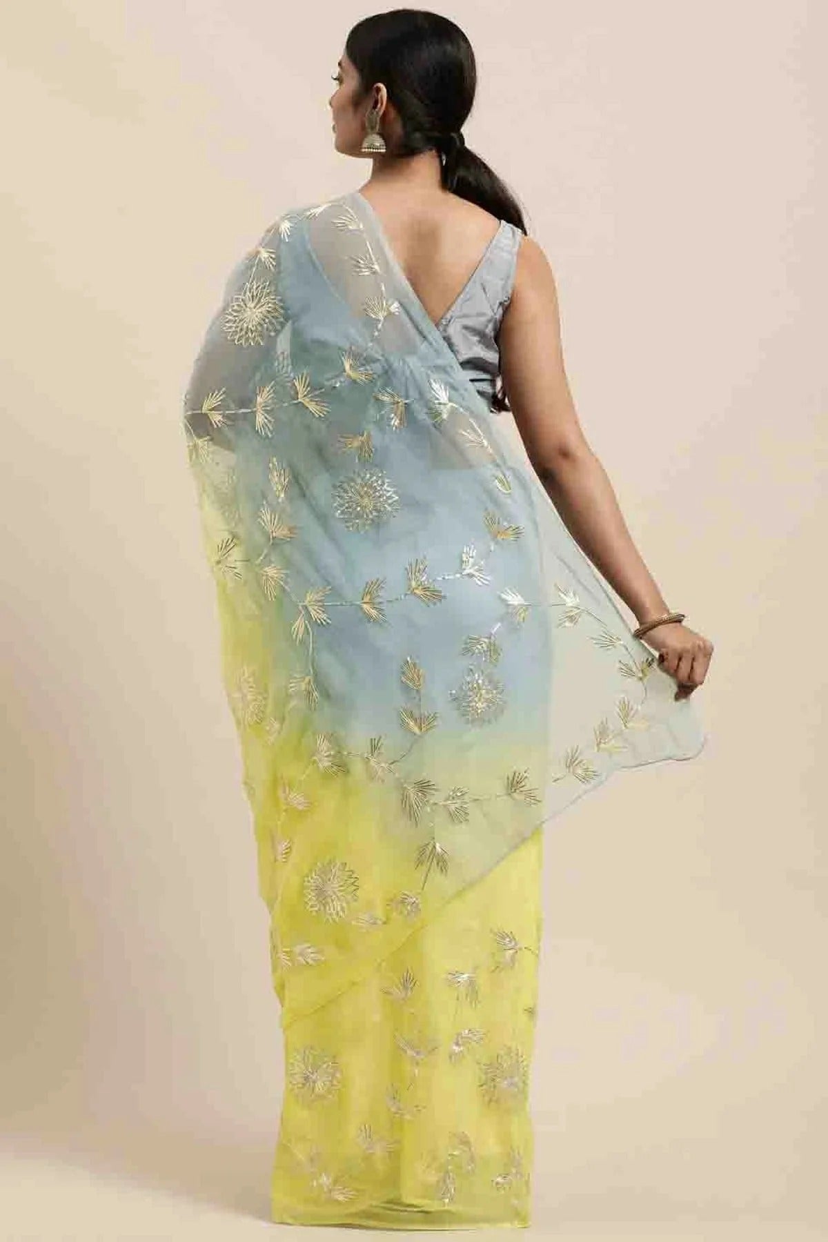 Yellow Colour Gota Patti Work Organza Designer Saree SD1113399 A