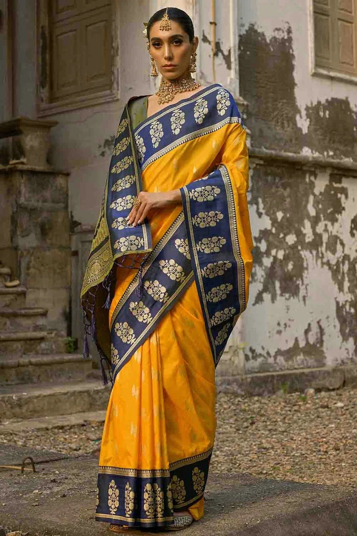 Yellow Colour Kanchi Silk Traditional Saree SD1260058 B