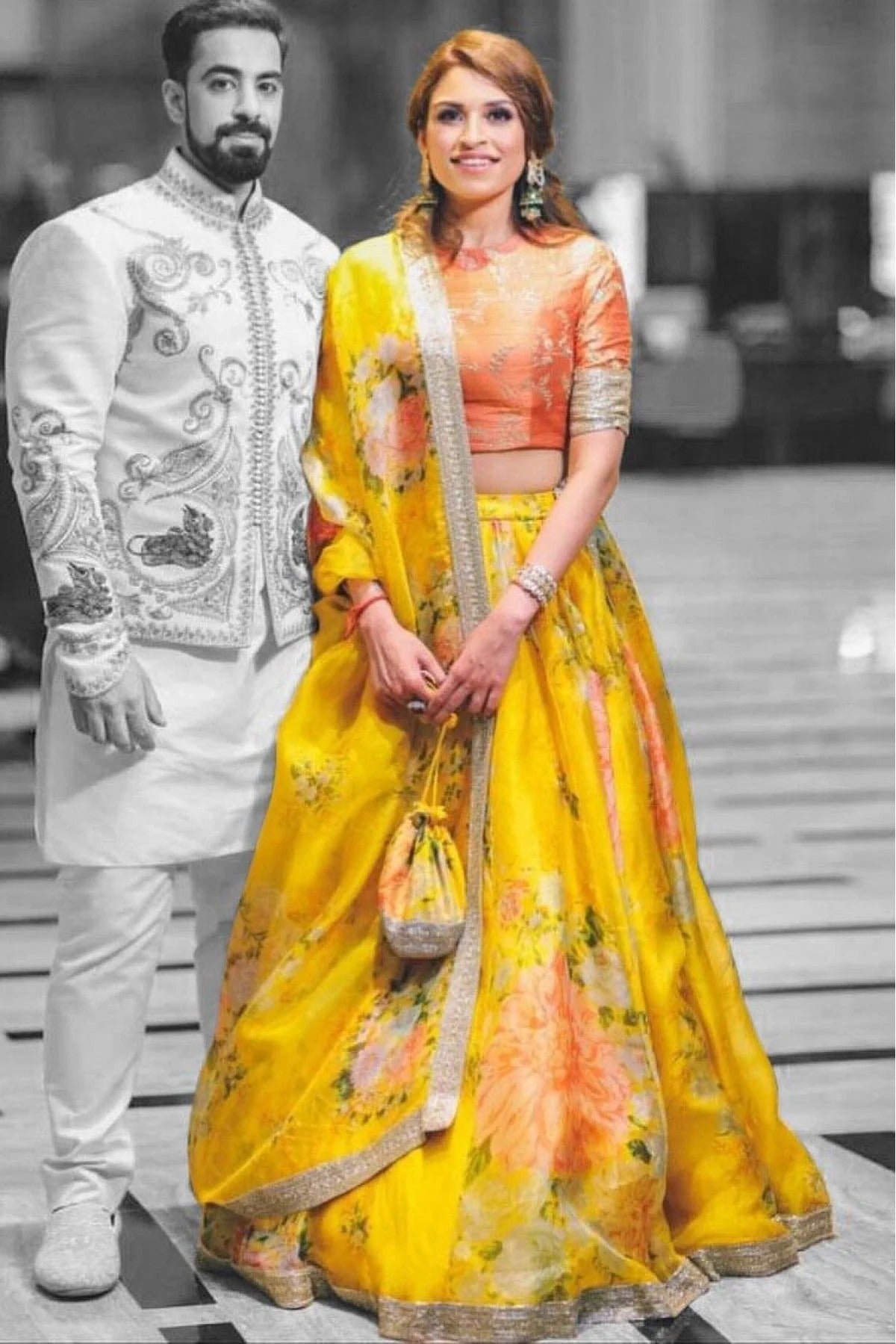 Yellow Colour Khadi and Organza Lehenga Choli LC1010017