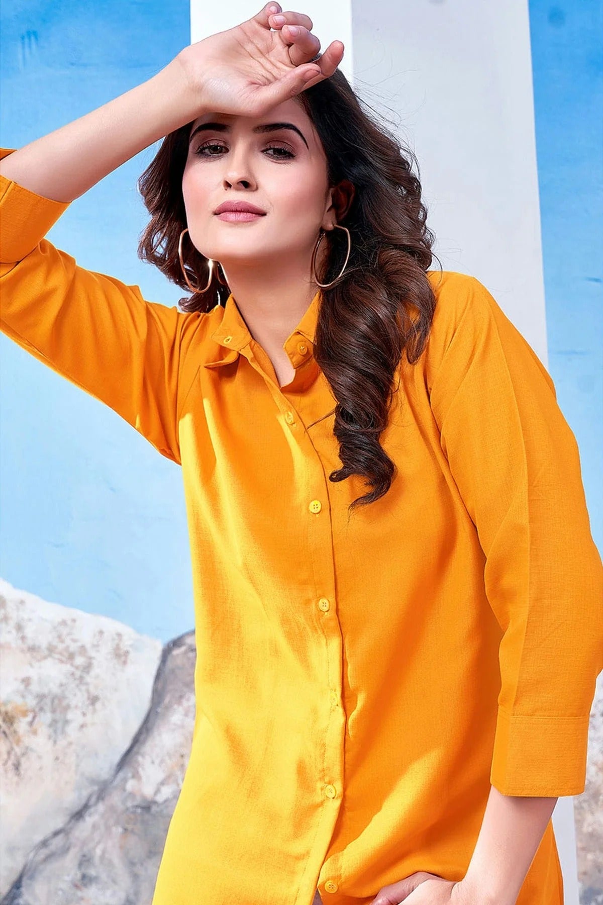 Yellow Colour Maaza Cotton Solid Work Readymade Top TP1110736 A