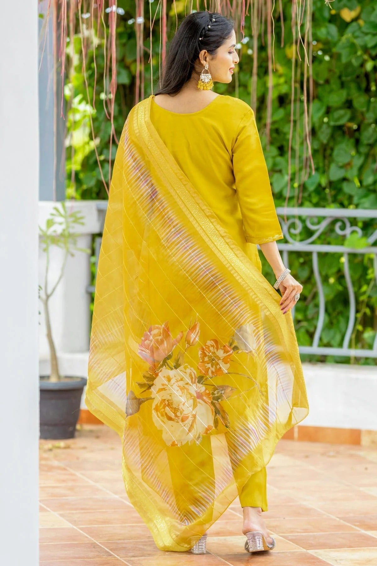 Yellow Colour Modal Silk Stitched Suit SS1112275 A