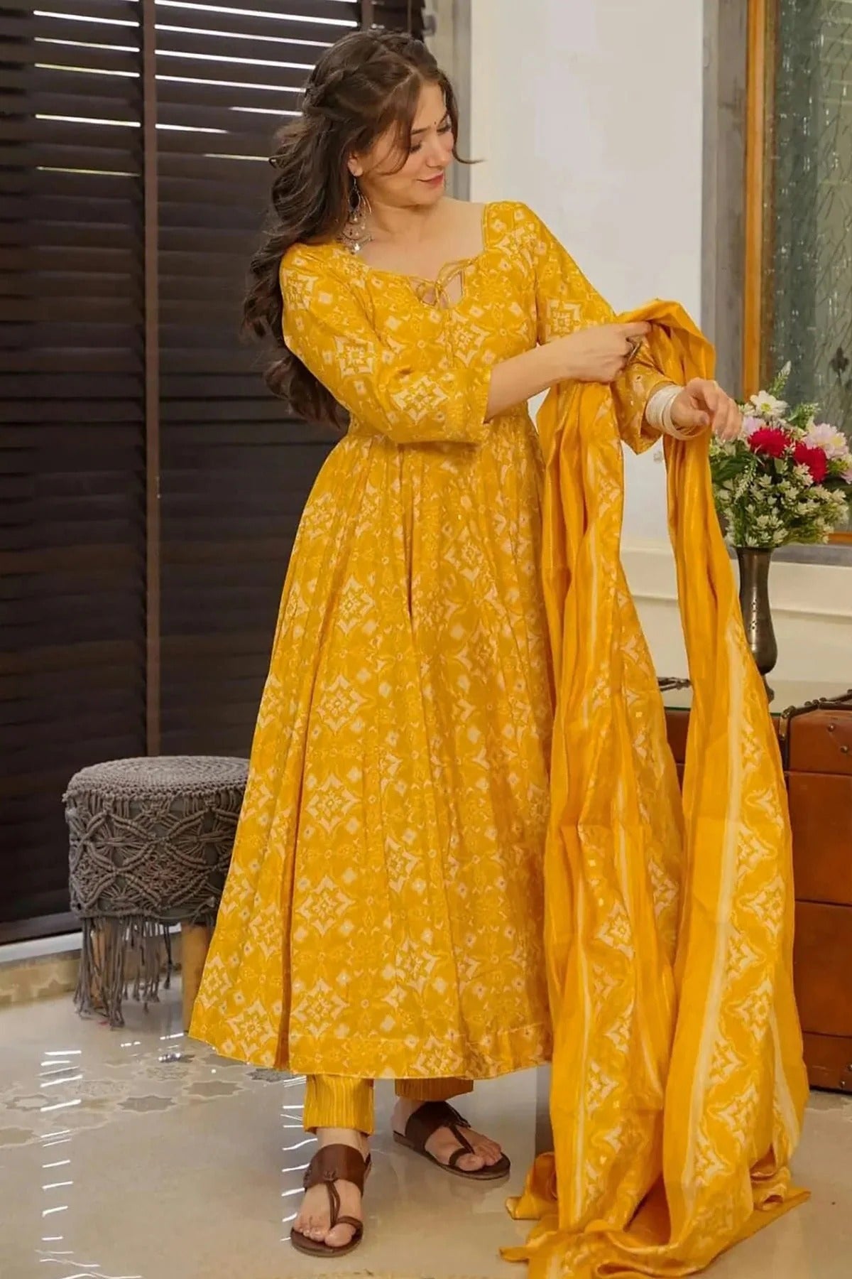 Yellow Colour Muslin Stitched Salwar Suit SS1111433 A