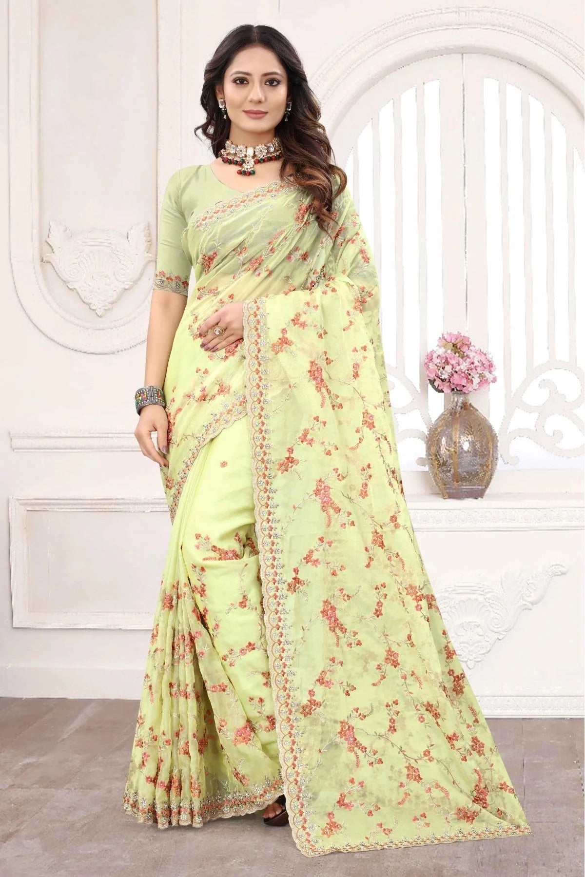 Yellow Colour Organza Designer Saree SD1090248