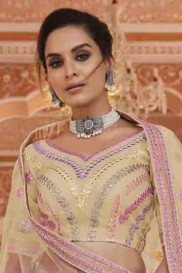 Yellow Colour Organza Thread Work Lehenga Choli LC1080141 A