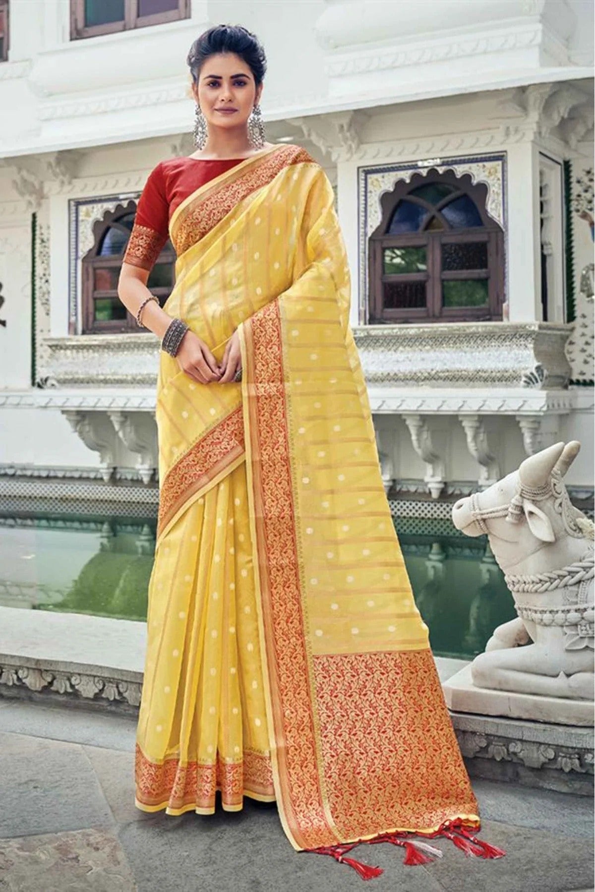 Yellow Colour Organza Woven Saree SD1100476