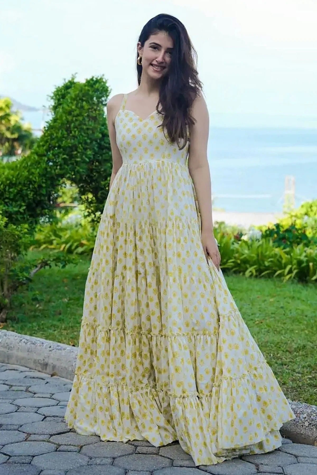 Yellow Colour Rayon Stitched Gown GW1112309 B