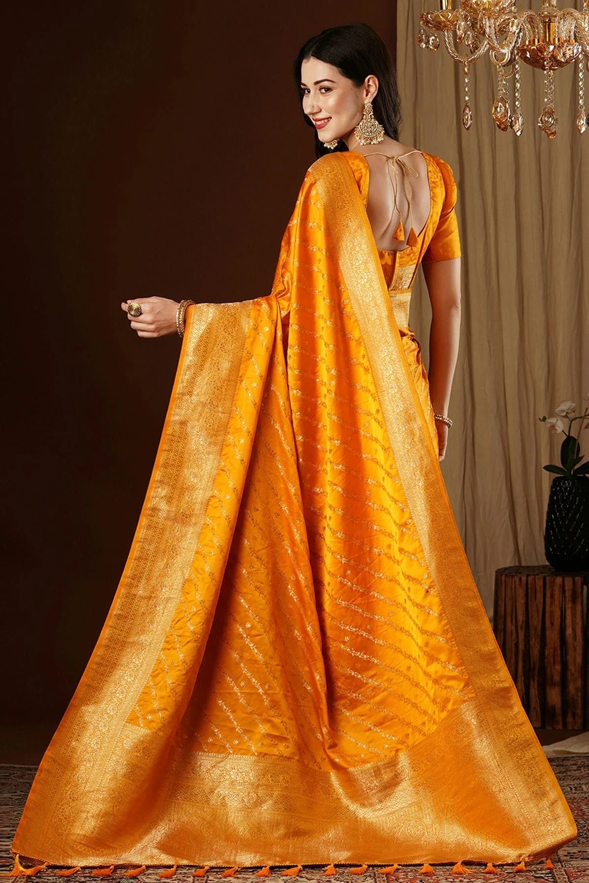 Yellow Colour Satin Silk Traditional Saree SD1112146 A