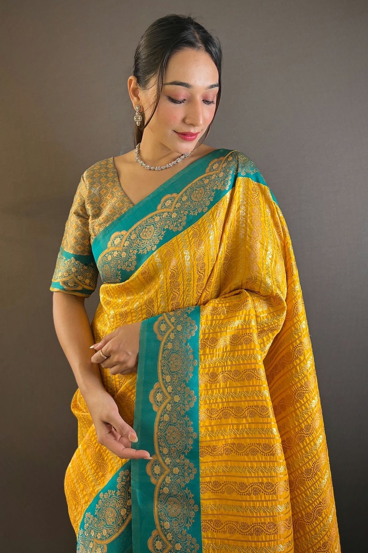 Yellow Colour Silk Woven Work Saree SD1290034 A