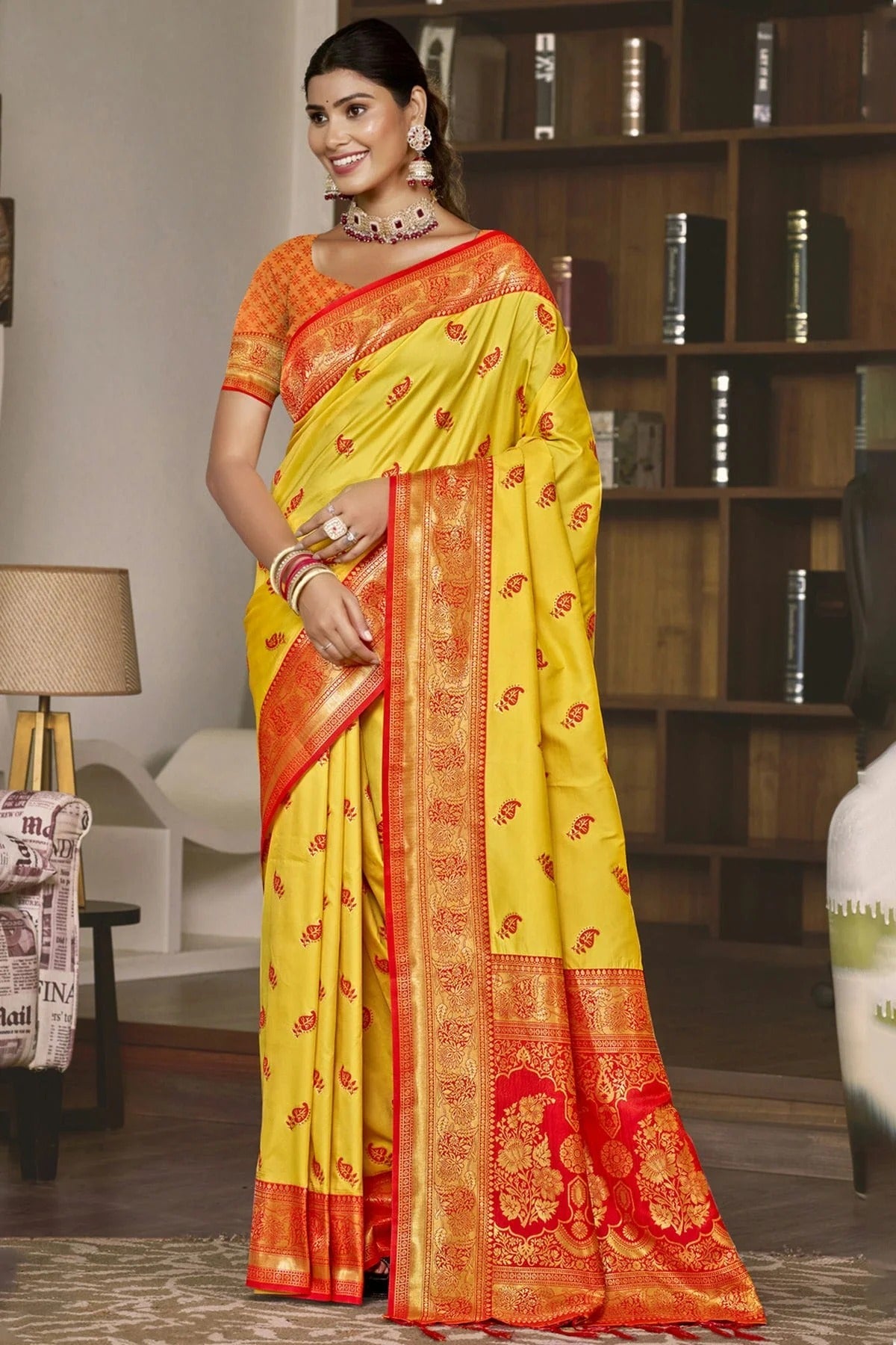 Yellow Colour Silk Woven Work Traditional Saree SD1102774