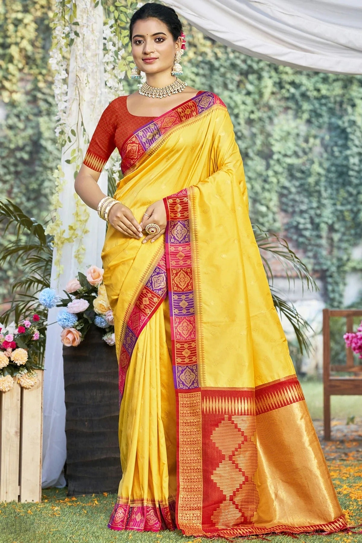 Yellow Colour Silk Woven Work Traditional Saree SD1102805