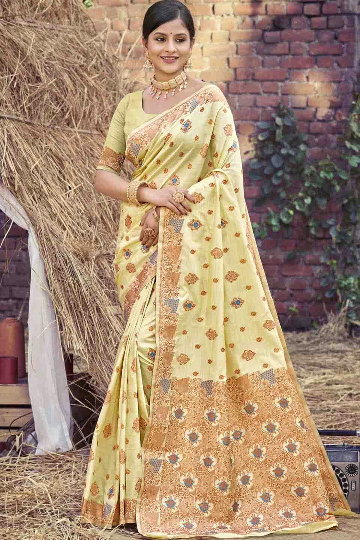 Yellow Colour Woven Work Silk Traditional Saree SD1103467