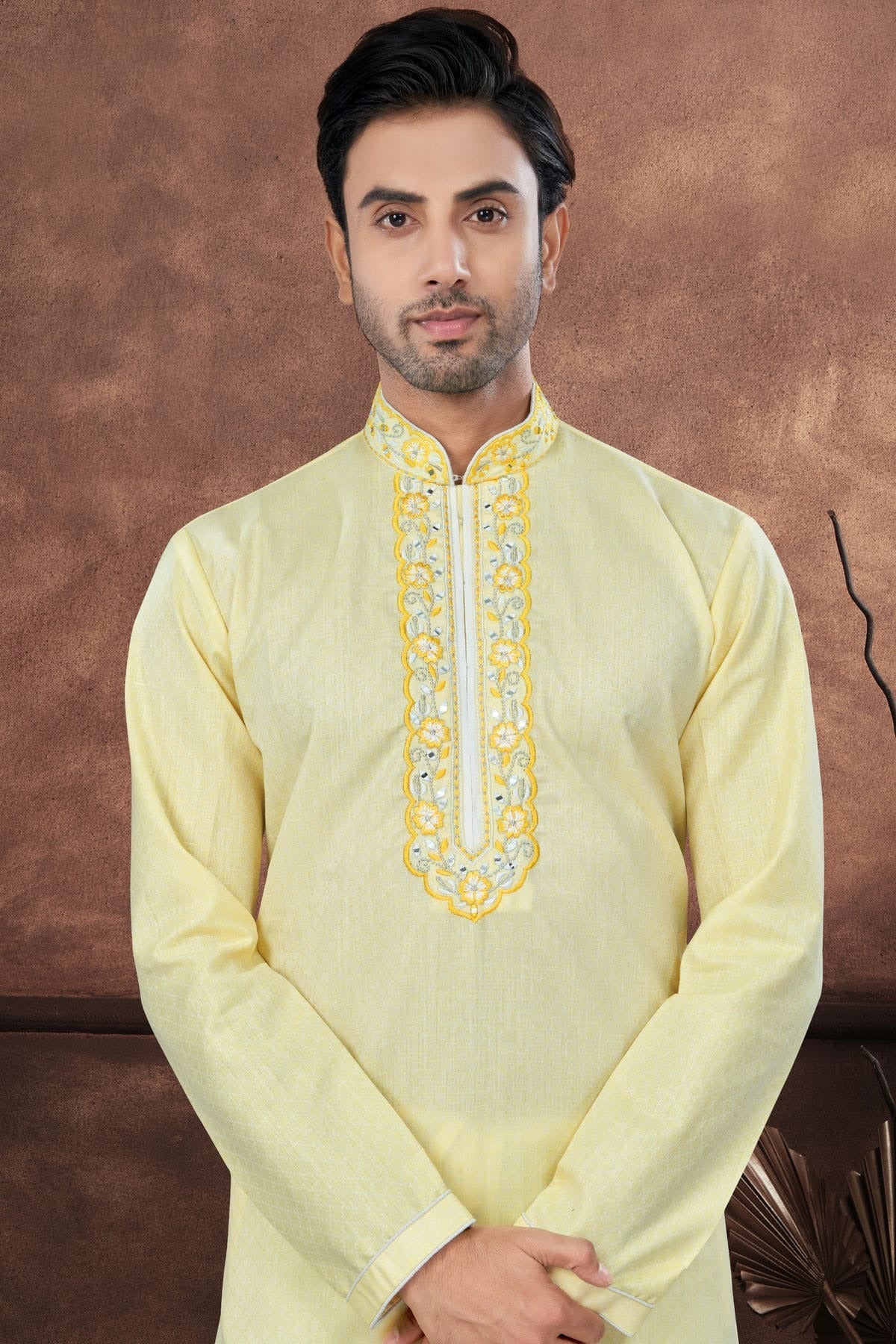 Yellow Cotton Kurta Pajama KP1040693 A