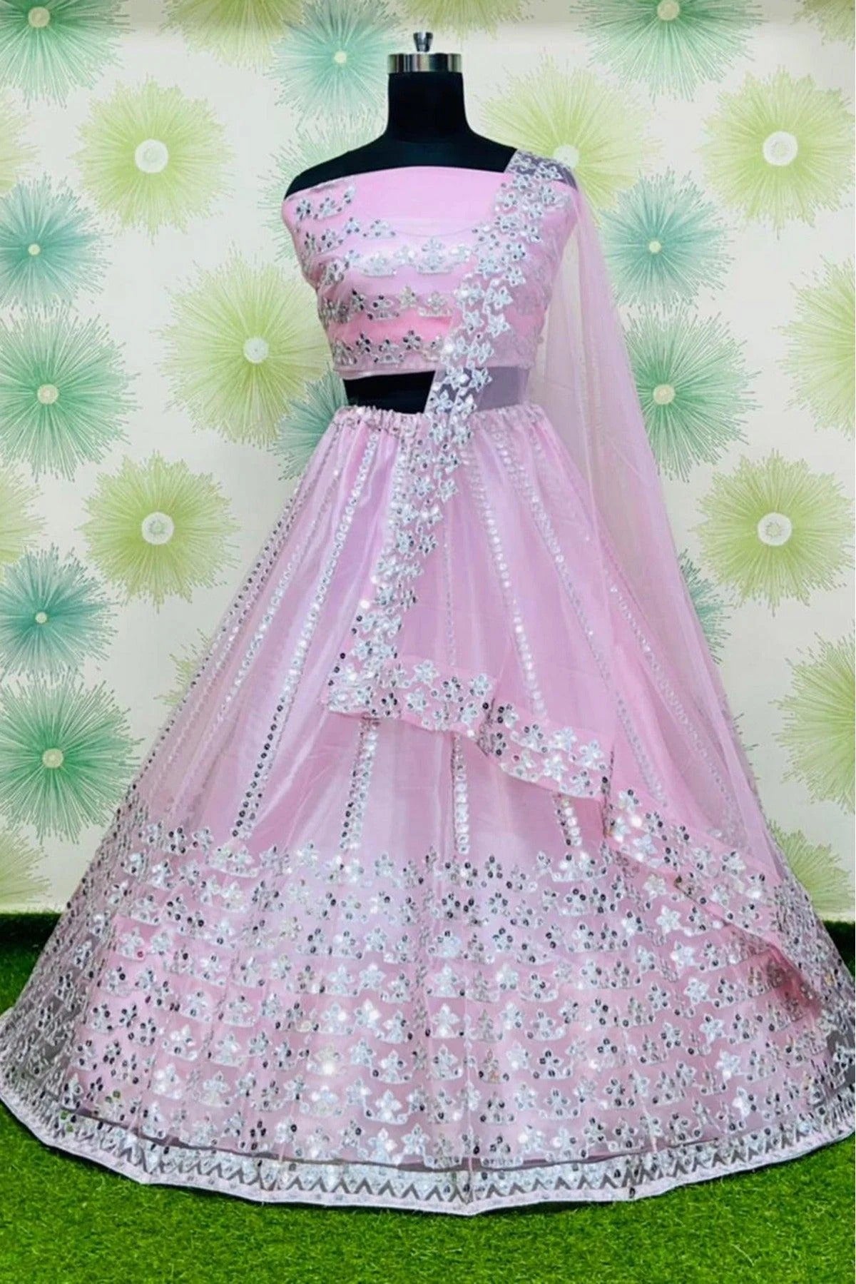 baby pink colour net lehenga choli lc1020117
