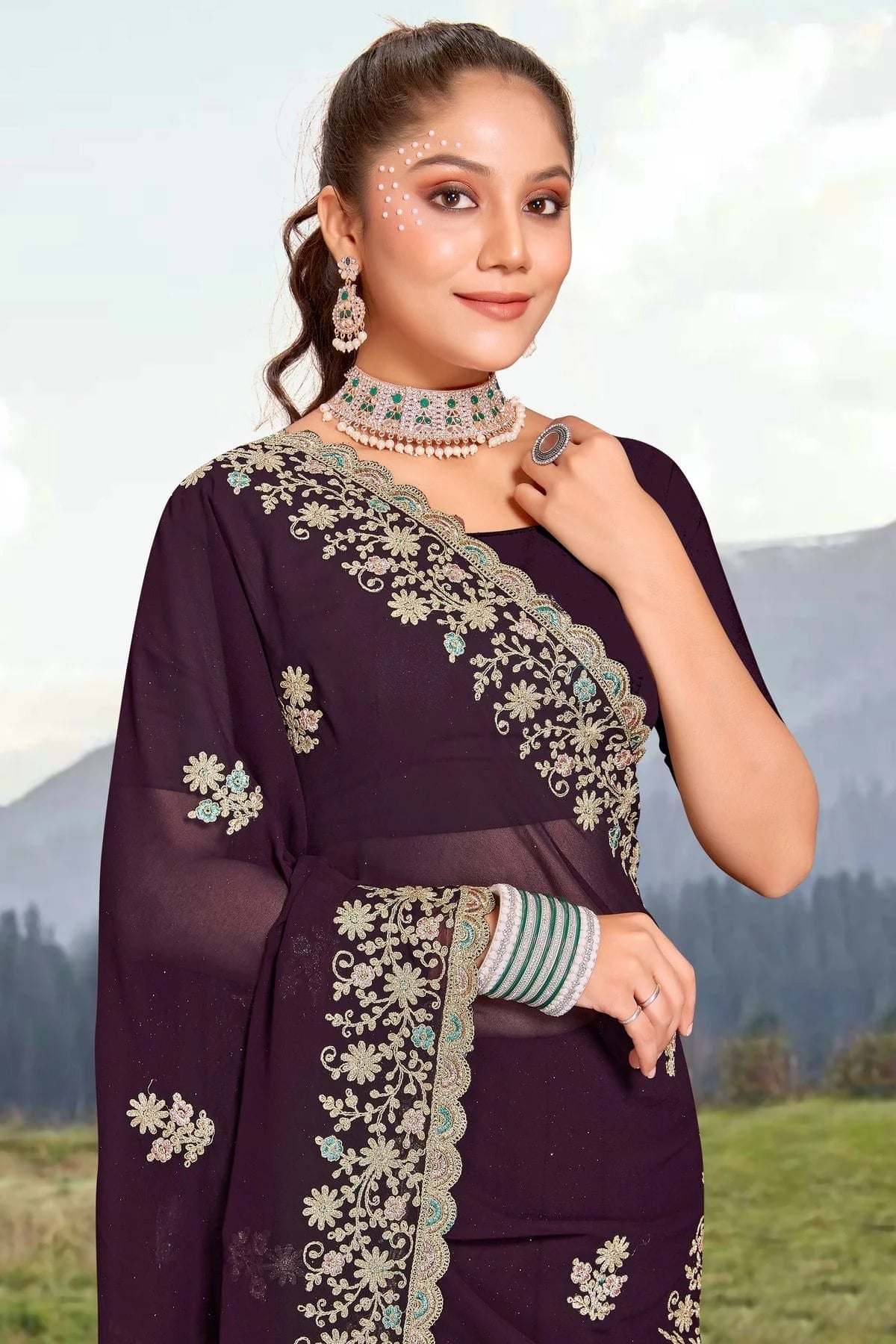 purple colour georgette saree sd1090948 A