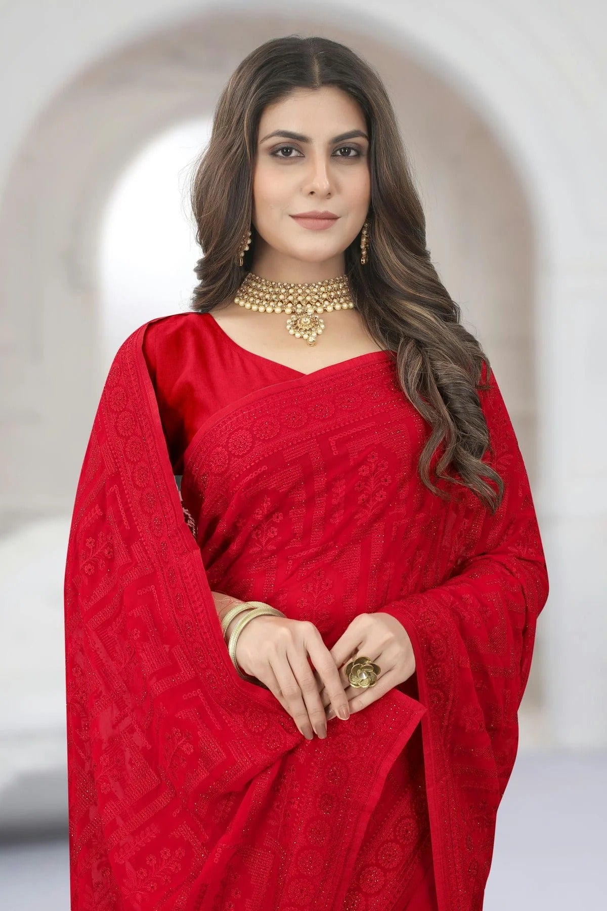 red colour georgette saree sd1090831 A