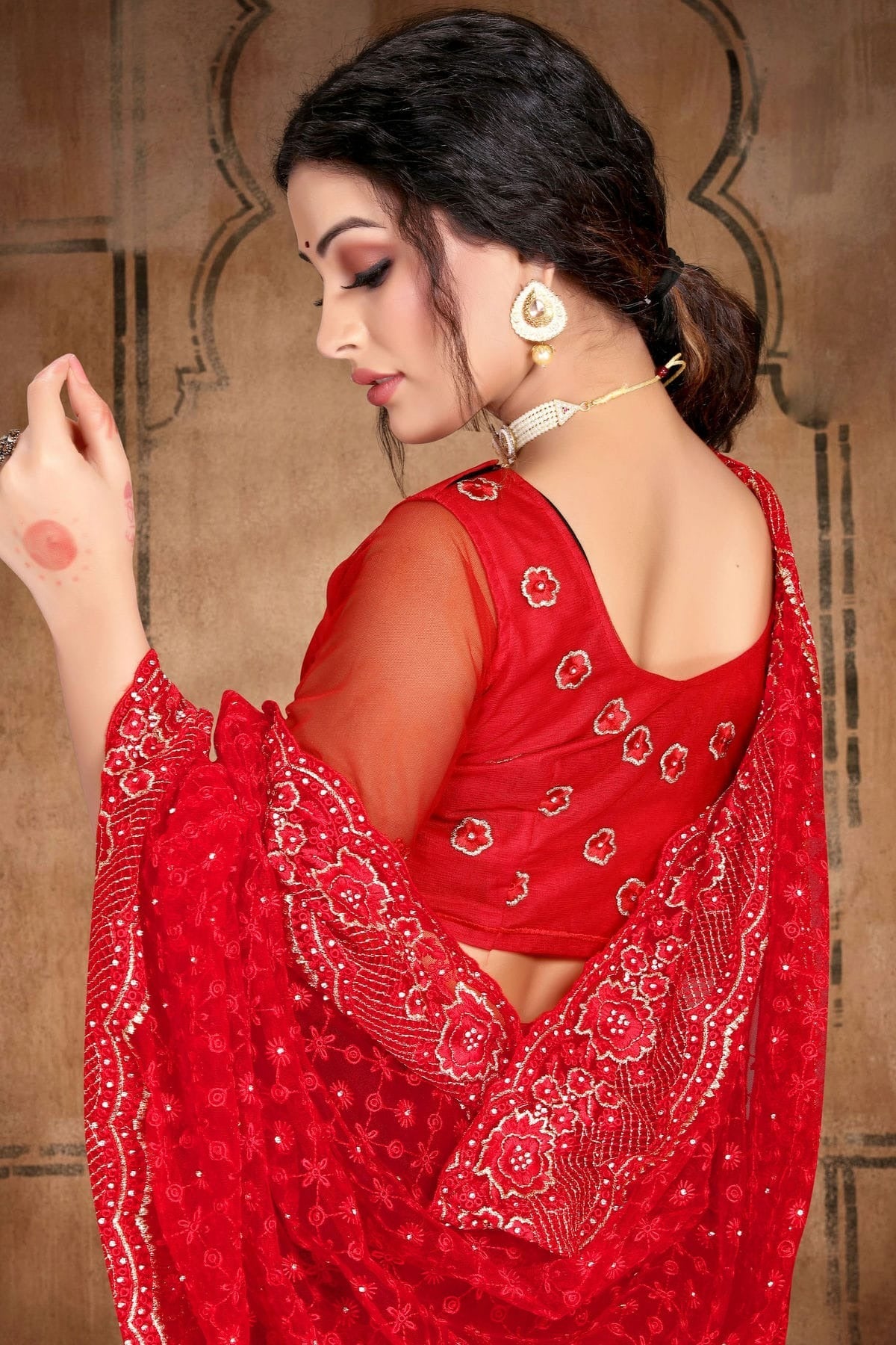 red colour net saree sd1090749 A