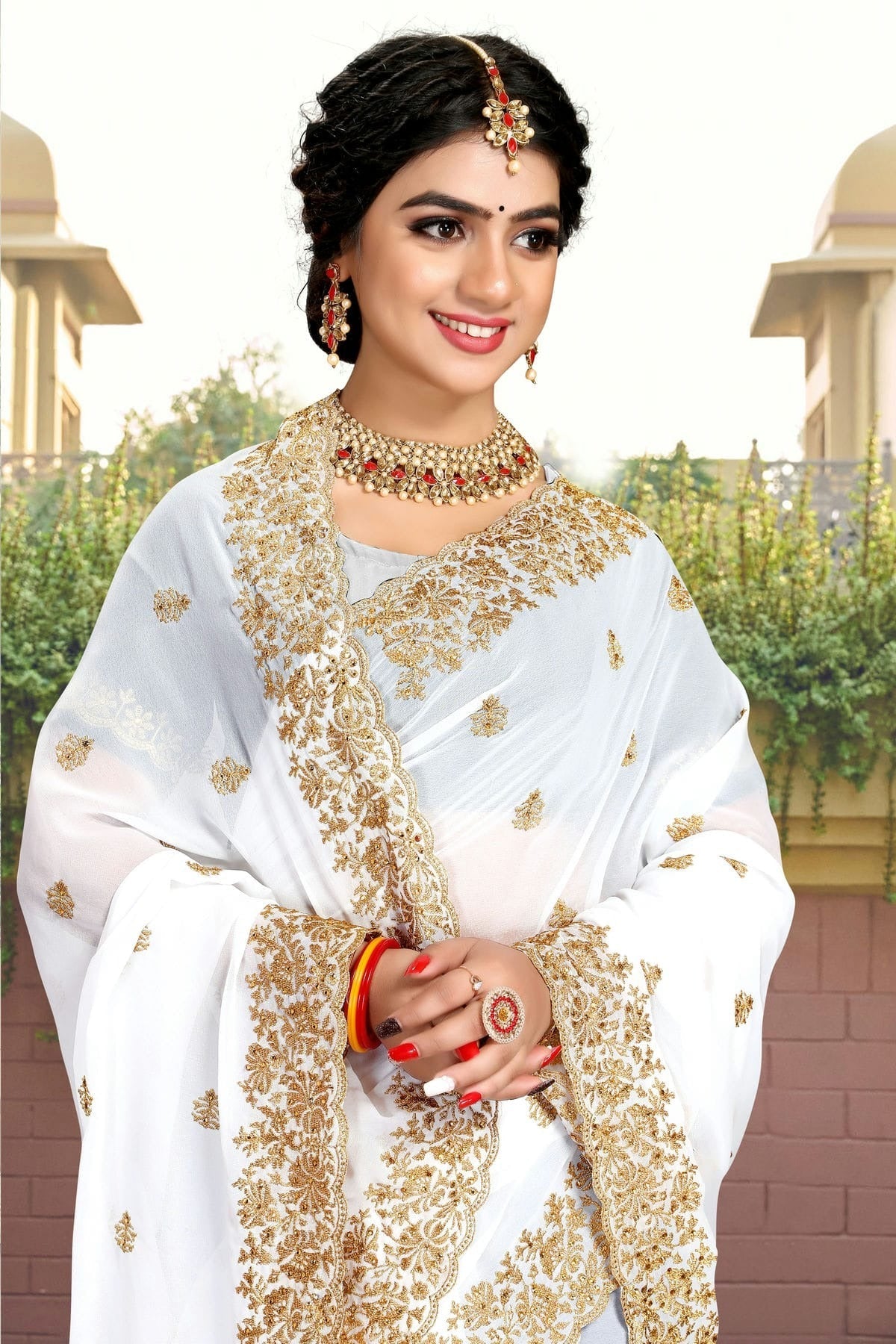 white colour georgette saree sd1090797 A