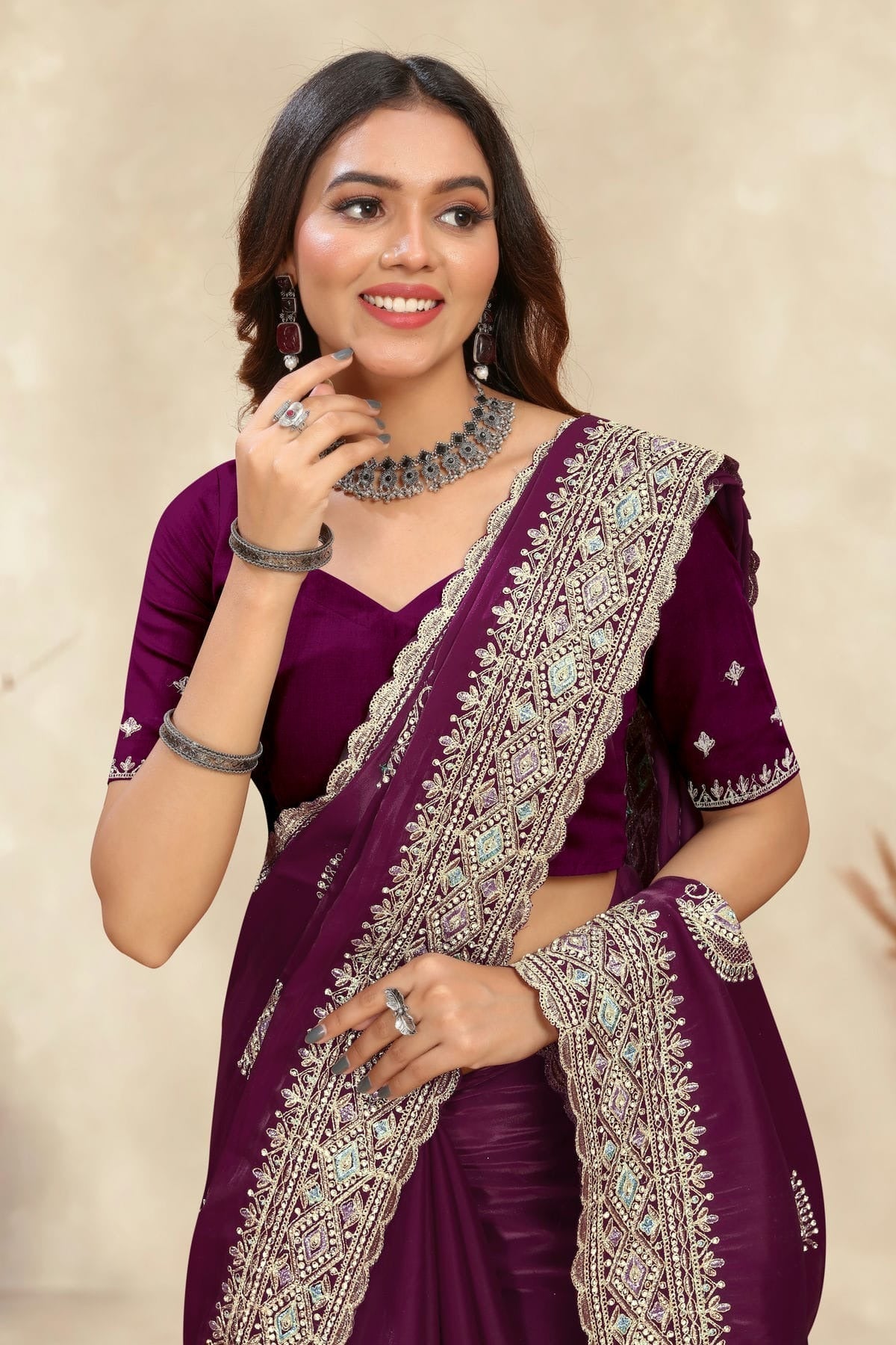 wine colour crepe silk saree sd1091004 A