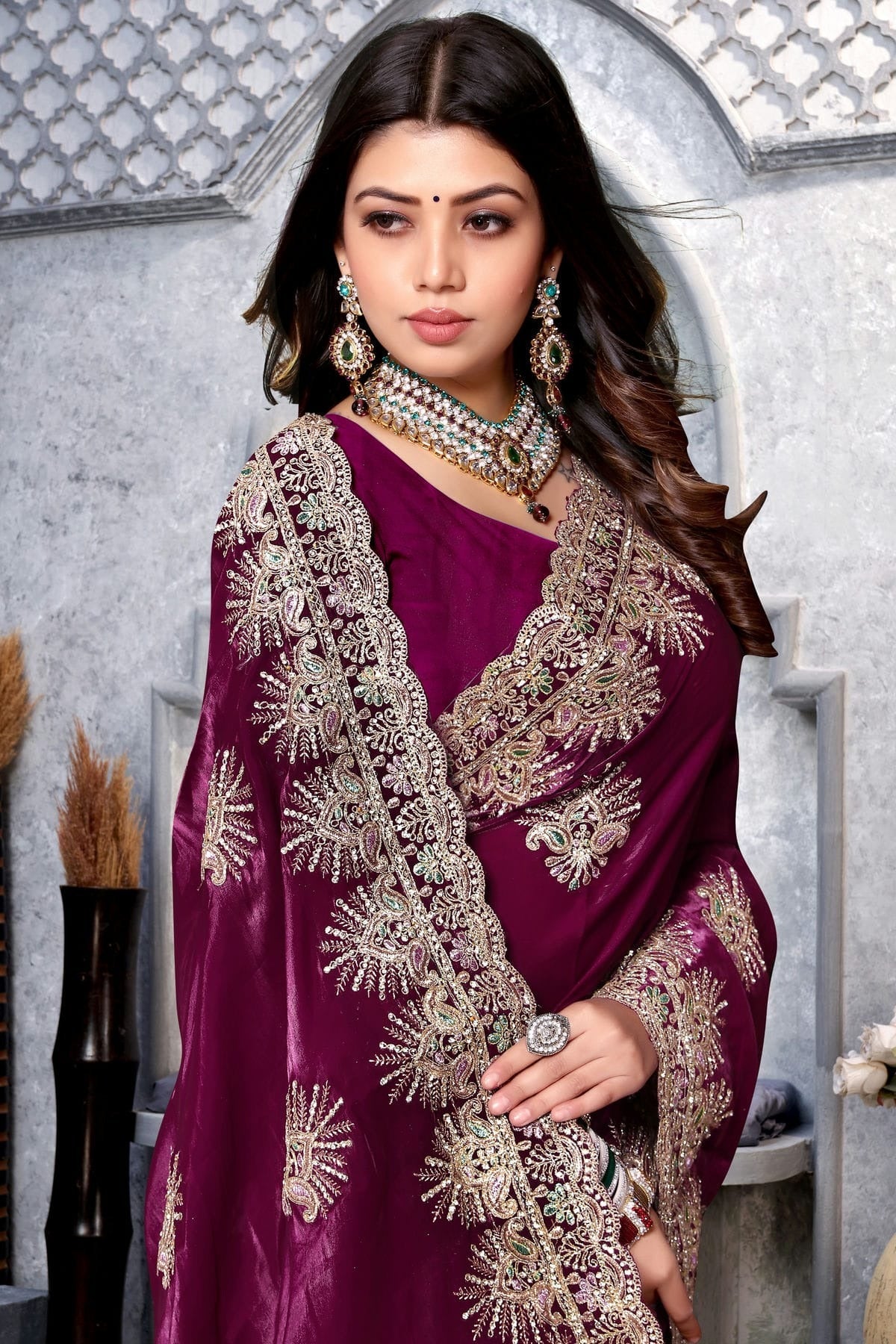 wine colour crepe silk saree sd1091017 A
