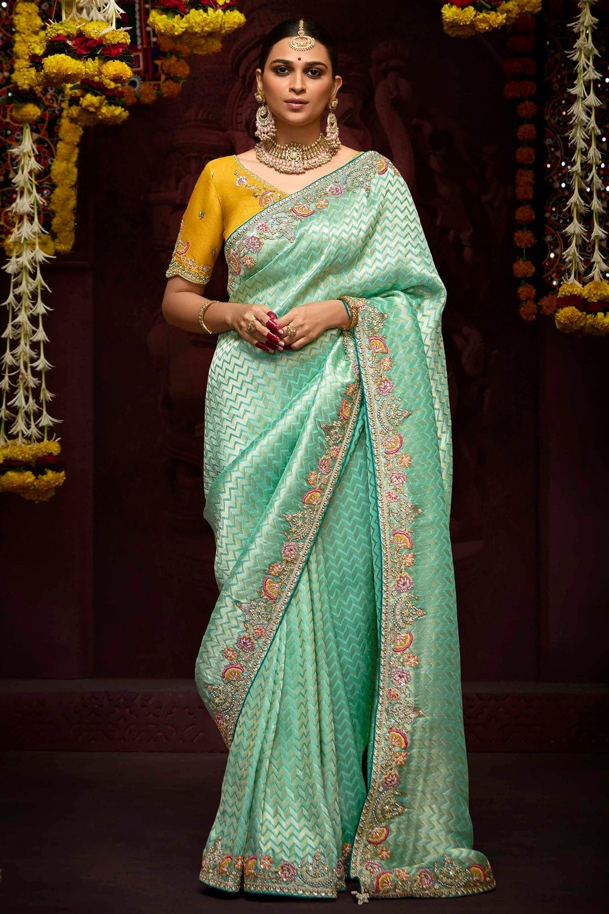 Aqua Blue Colour Banarasi Kanjivram Designer Saree SD1290209