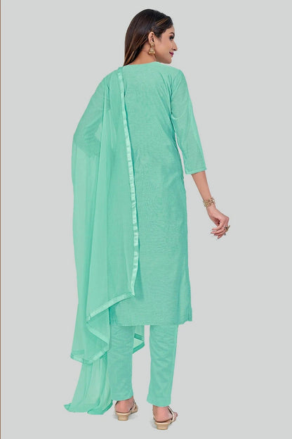 Aqua Blue Colour Chanderi Silk Pant Style Suit SM1110656 A
