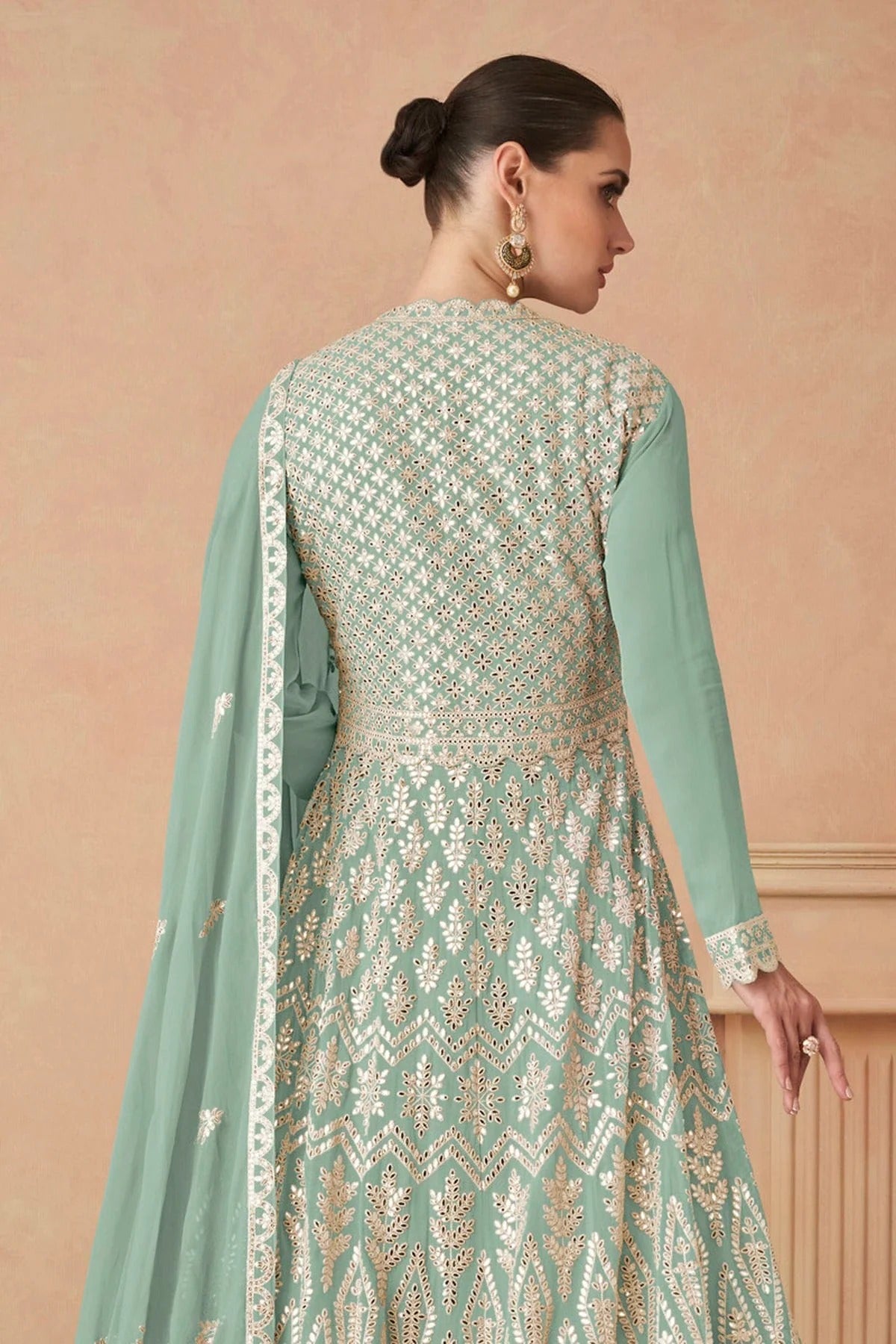 Aqua Blue Colour Faux Georgette Anarkali Suit SM1140110 A