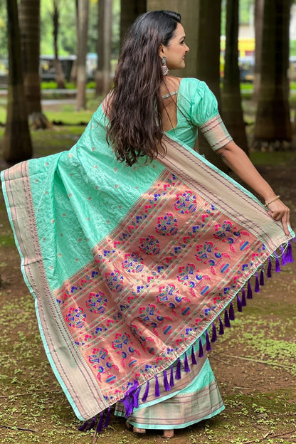 Aqua Blue Colour Silk Woven Work Saree SD1290038 A