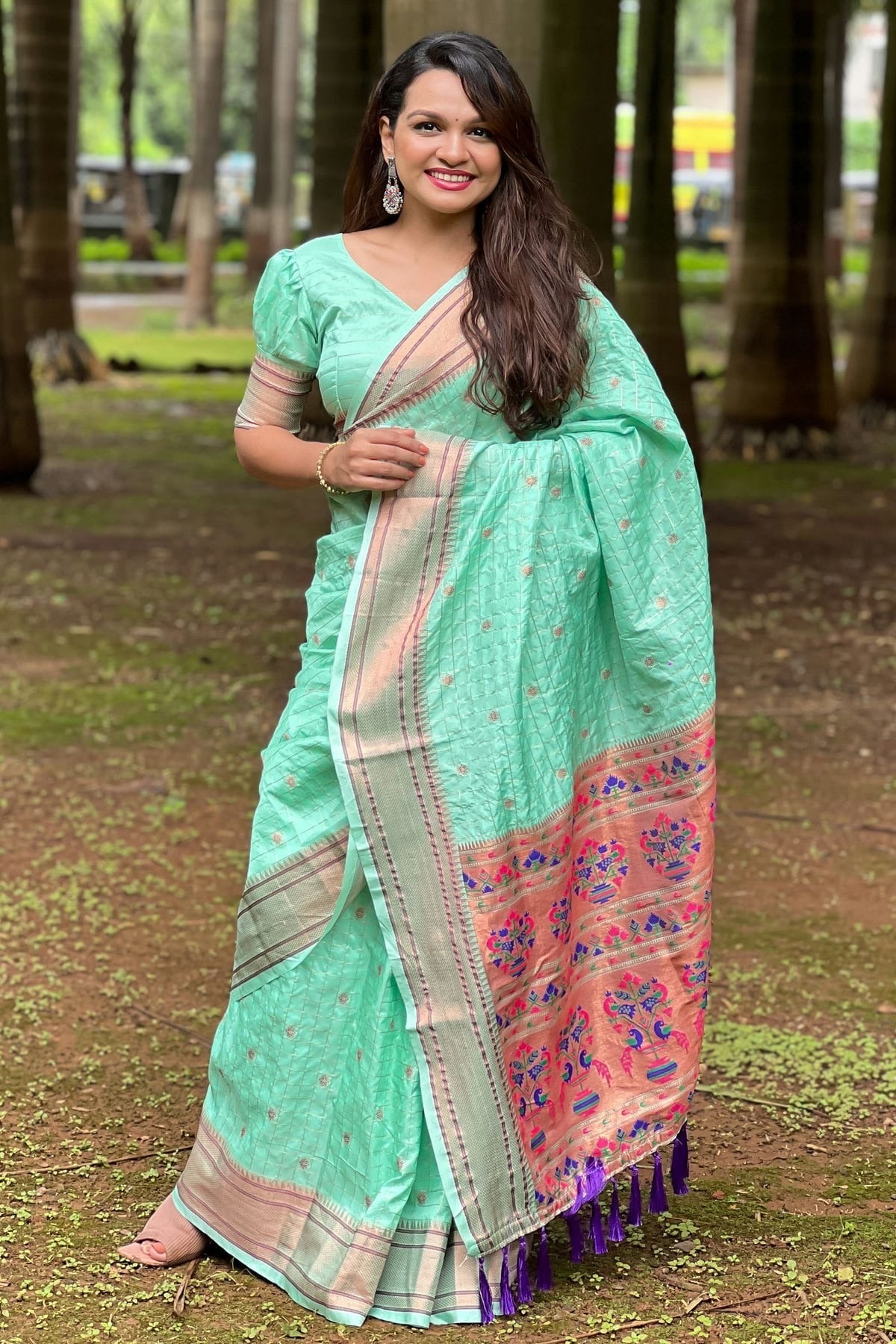 Aqua Blue Colour Silk Woven Work Saree SD1290038