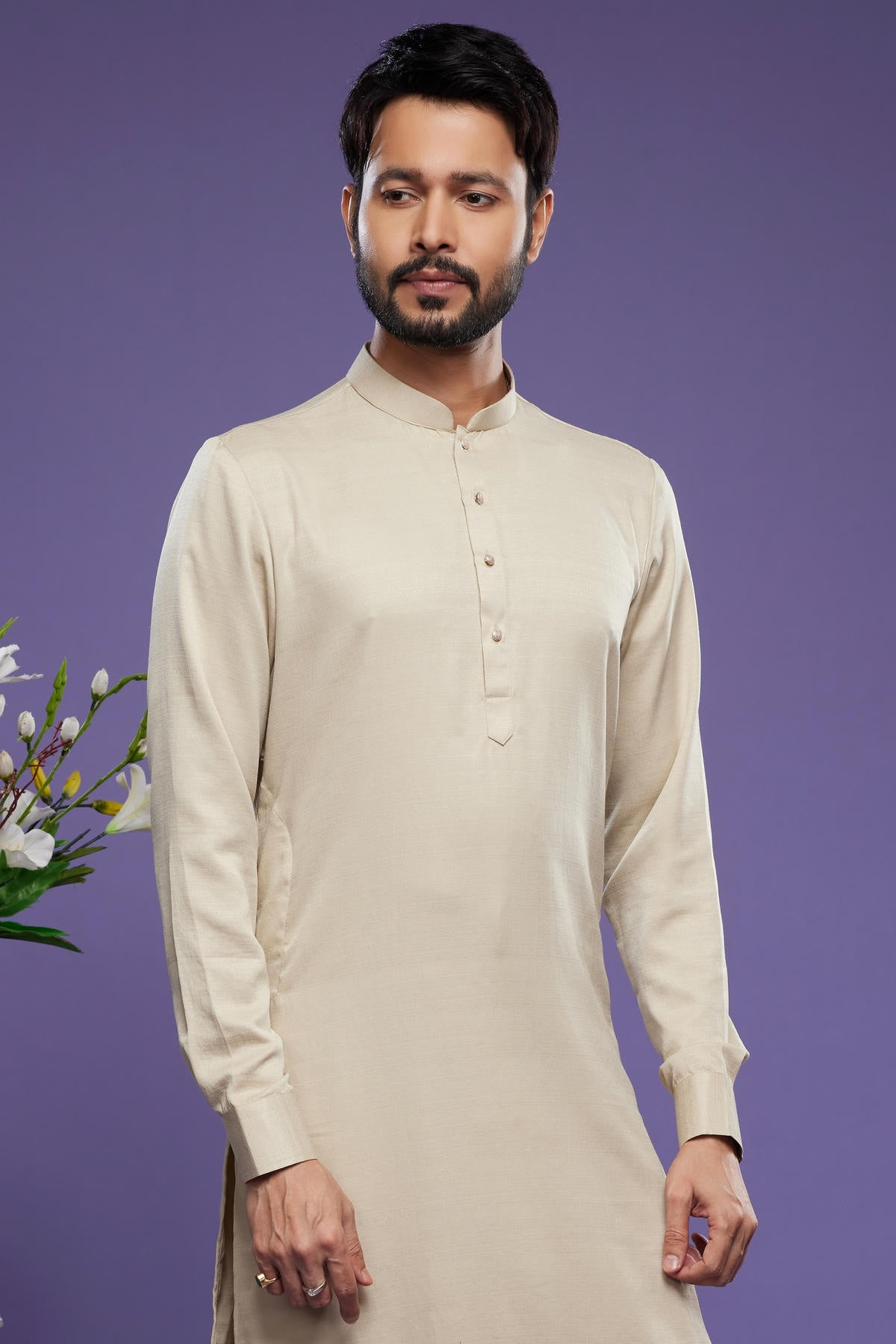 Art Banarasi Silk Kurta Pajama In Beige colour KP1230463 C