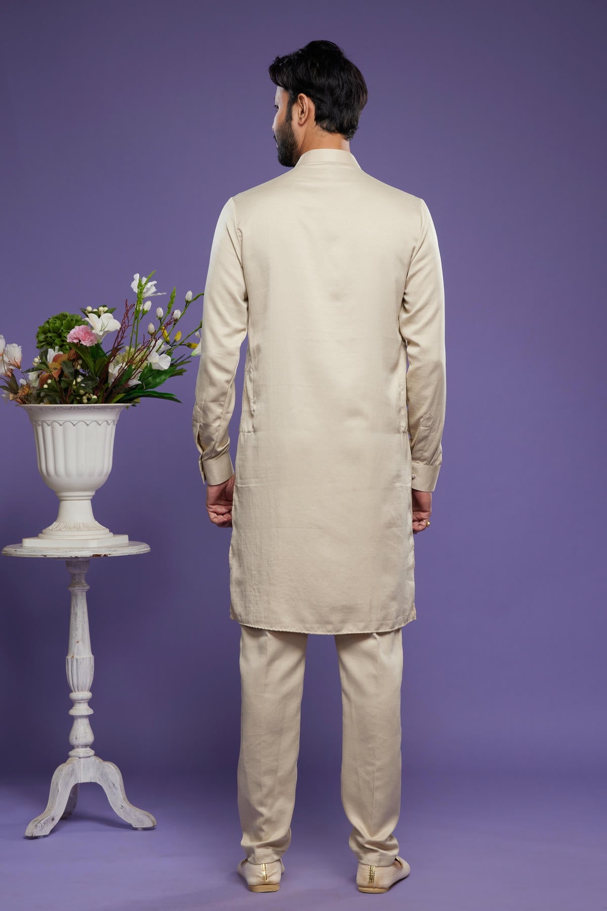 Art Banarasi Silk Kurta Pajama In Beige colour KP1230463 D