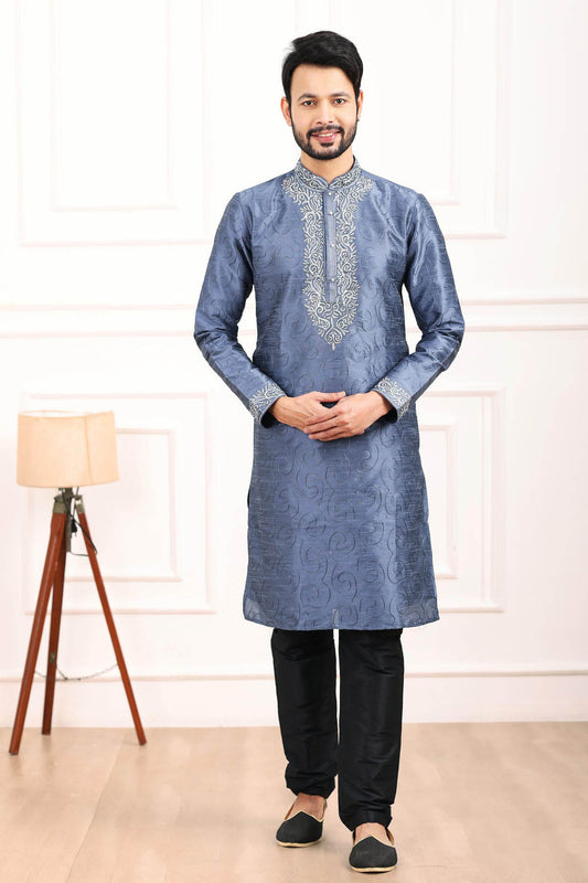 Art Banarasi Silk Kurta Pajama In Blue colour KP1230428 A