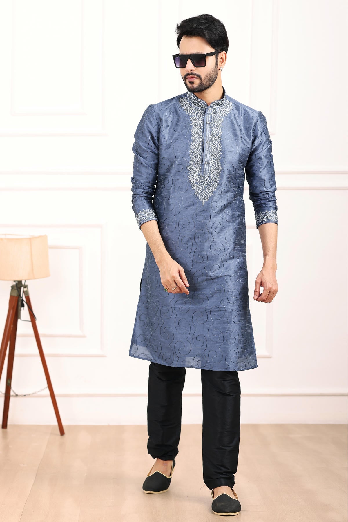Art Banarasi Silk Kurta Pajama In Blue colour KP1230428 C