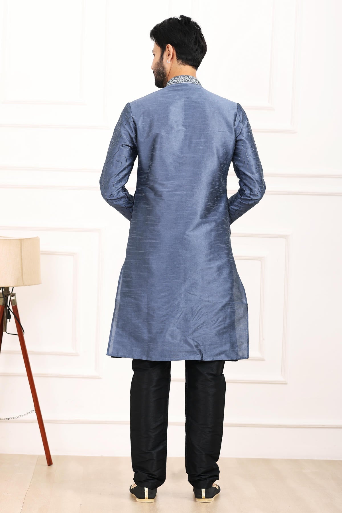 Art Banarasi Silk Kurta Pajama In Blue colour KP1230428 D