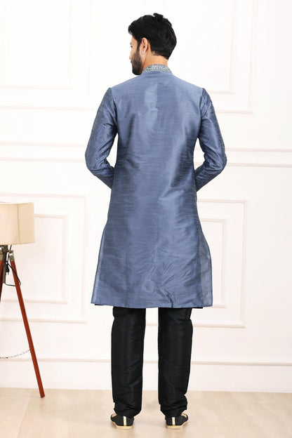Art Banarasi Silk Kurta Pajama In Blue colour KP1230428 D