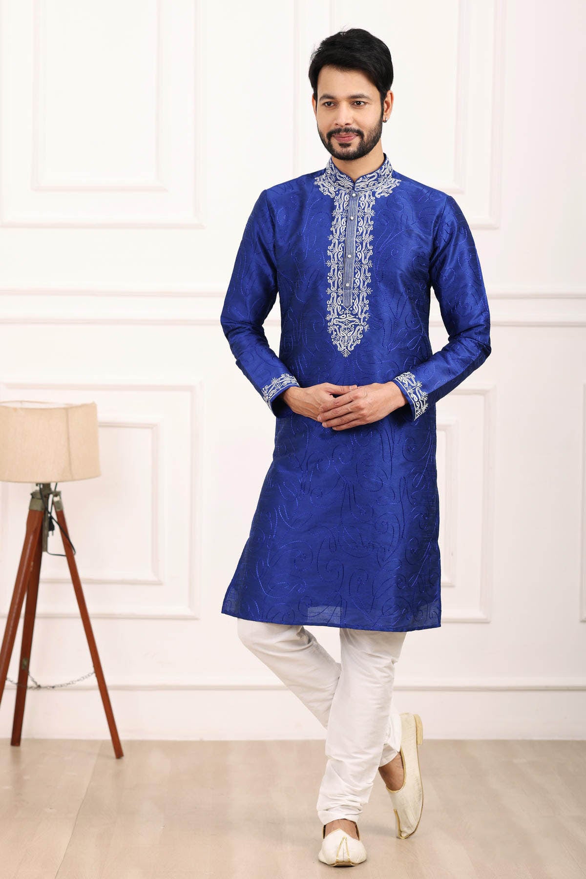 Art Banarasi Silk Kurta Pajama In Blue colour KP1230435 A