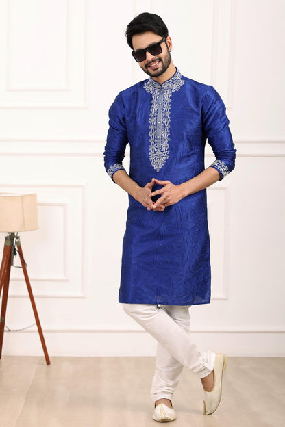 Art Banarasi Silk Kurta Pajama In Blue colour KP1230435 C