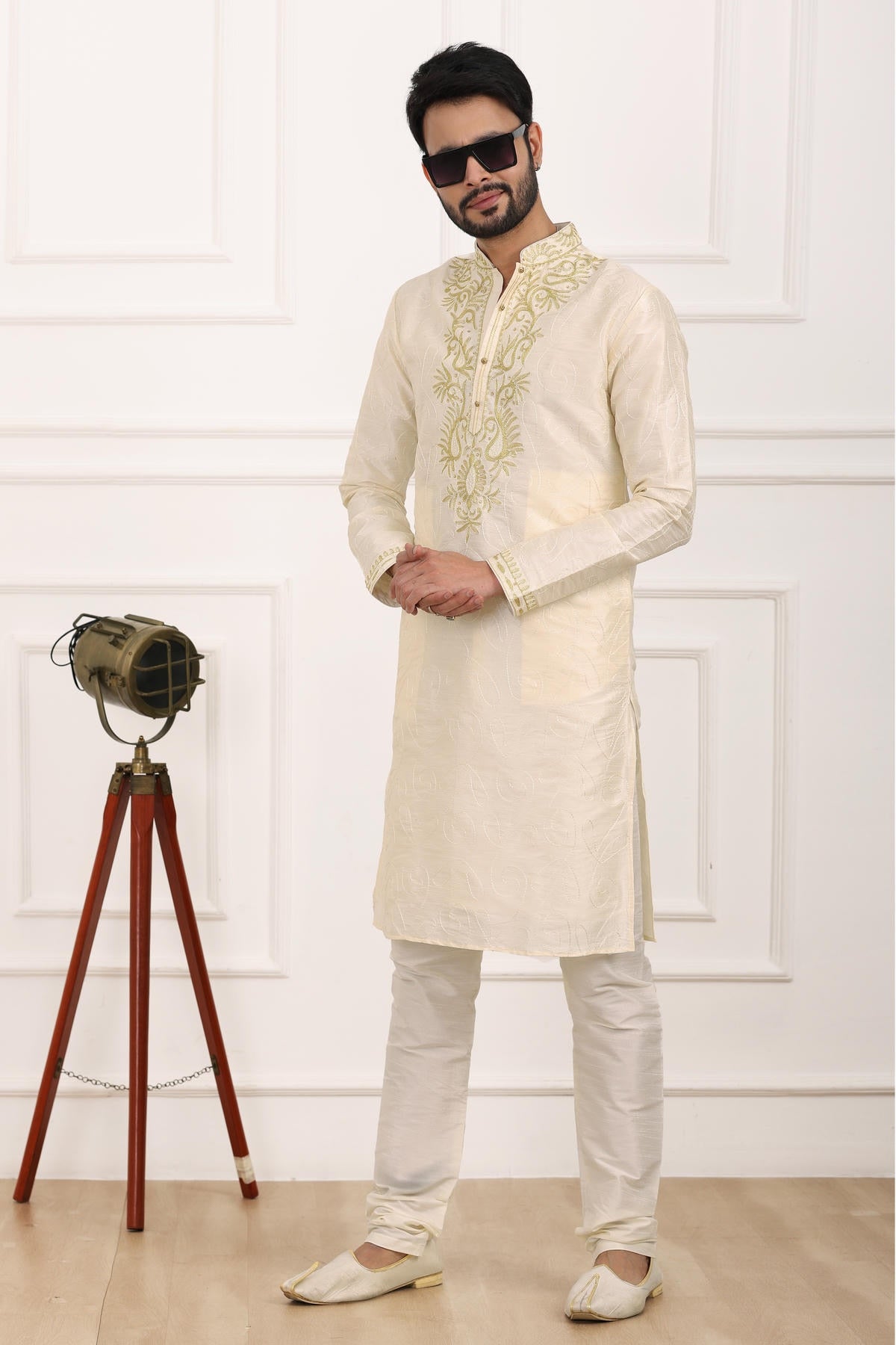 Art Banarasi Silk Kurta Pajama In Cream colour KP1230424 C