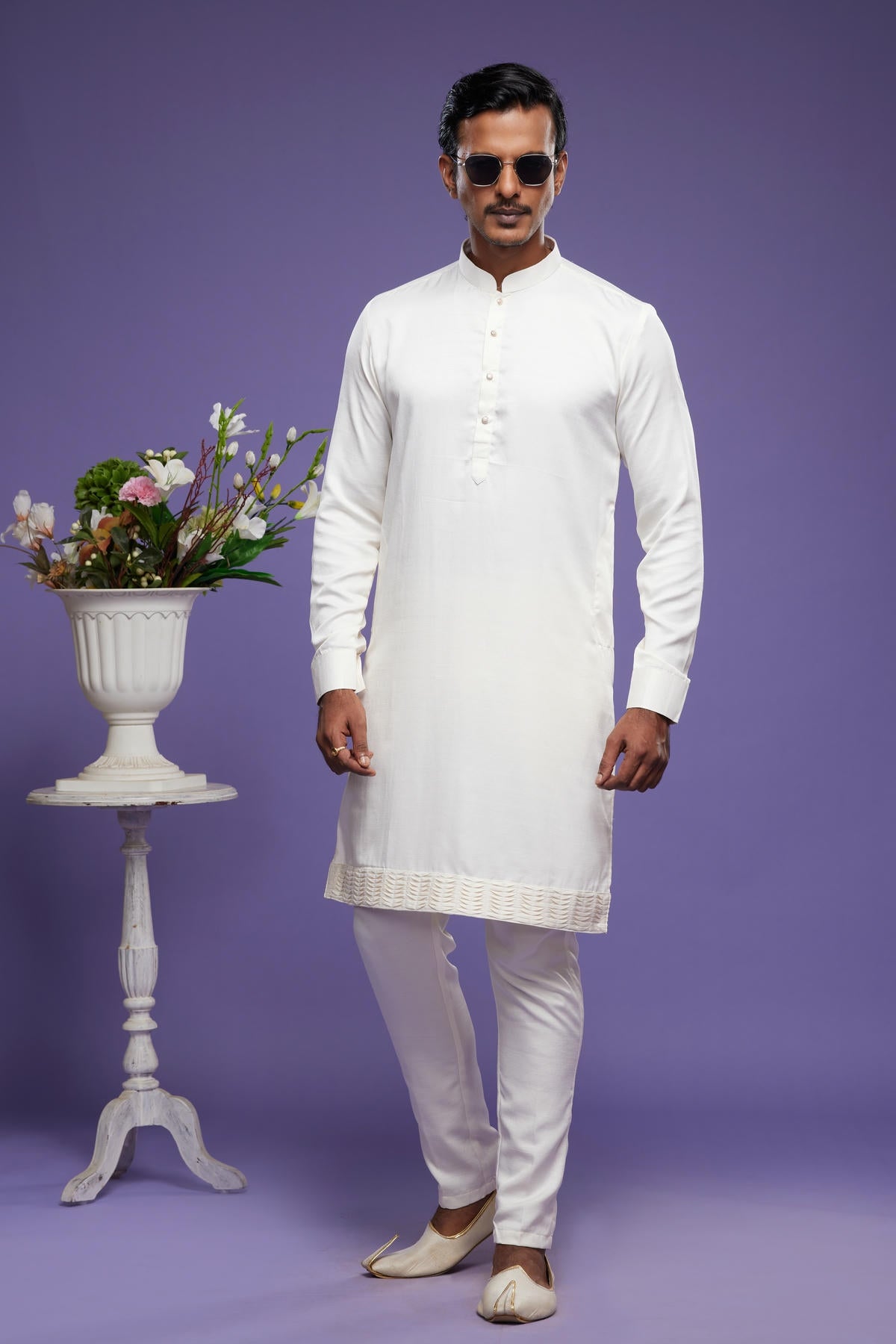 Art Banarasi Silk Kurta Pajama In Cream colour KP1230462 B