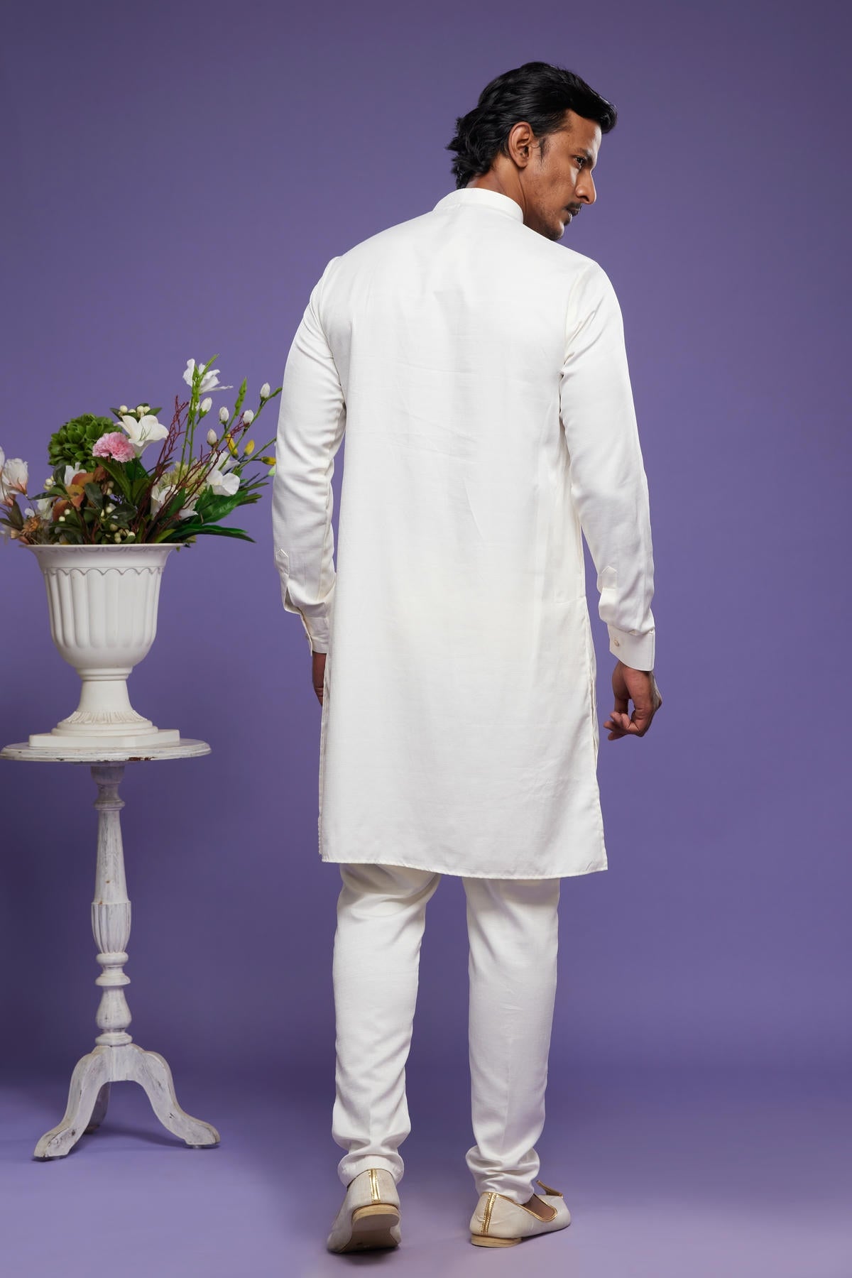 Art Banarasi Silk Kurta Pajama In Cream colour KP1230462 D