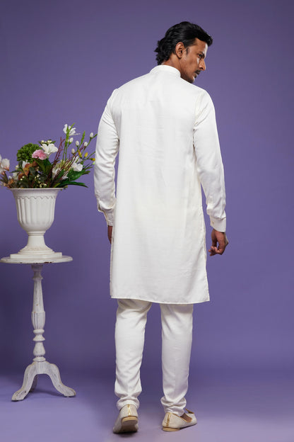 Art Banarasi Silk Kurta Pajama In Cream colour KP1230462 D