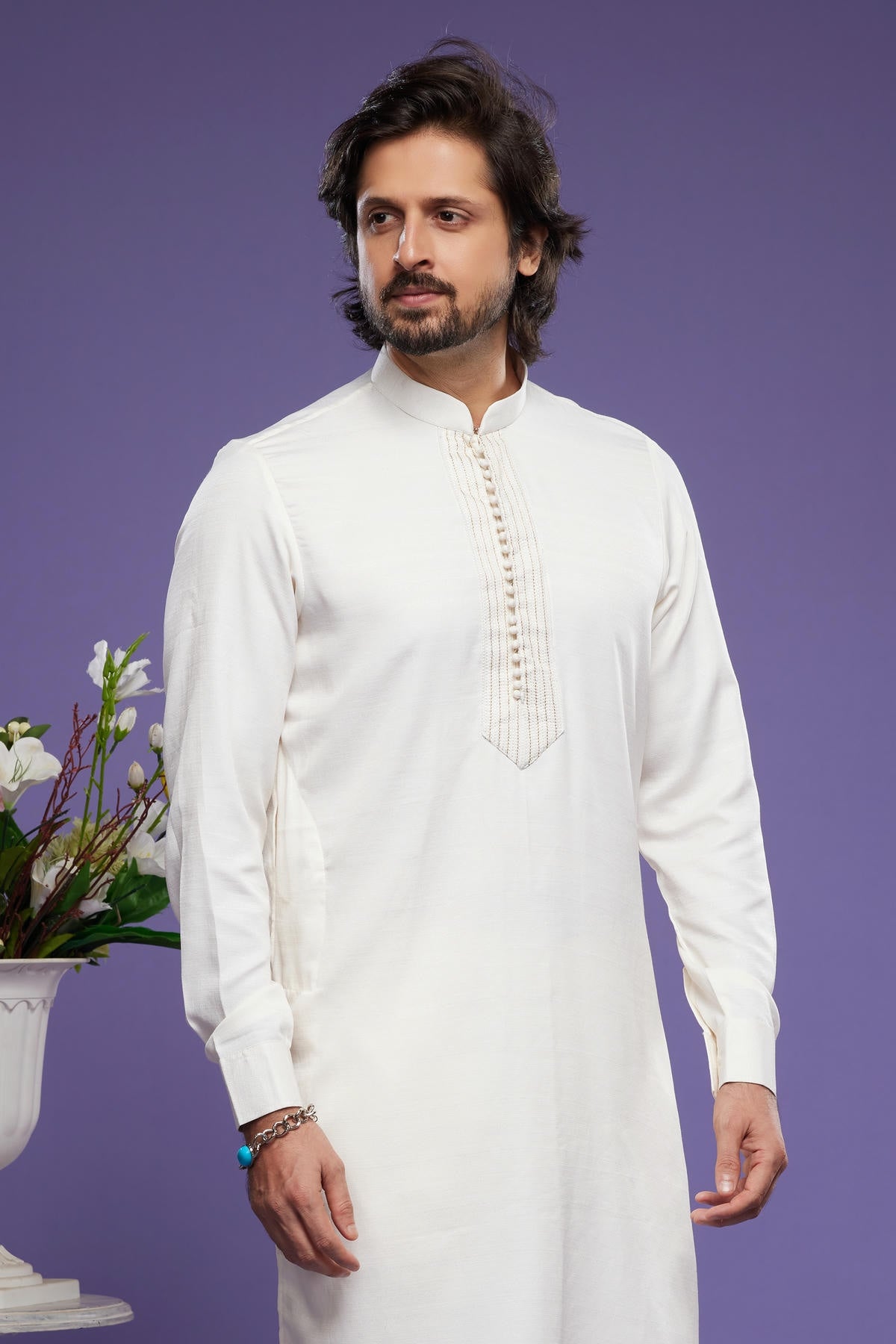 Art Banarasi Silk Kurta Pajama In Cream colour KP1230469 C