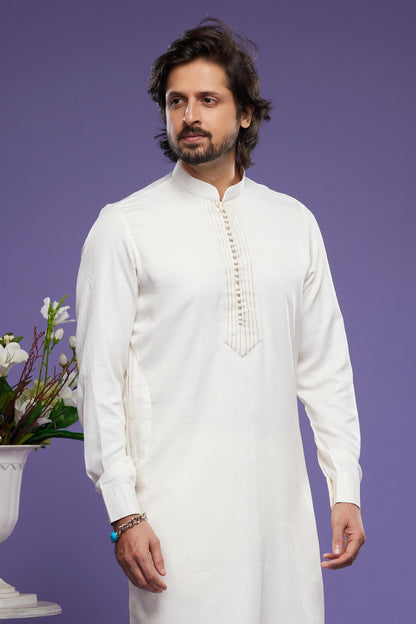 Art Banarasi Silk Kurta Pajama In Cream colour KP1230469 C