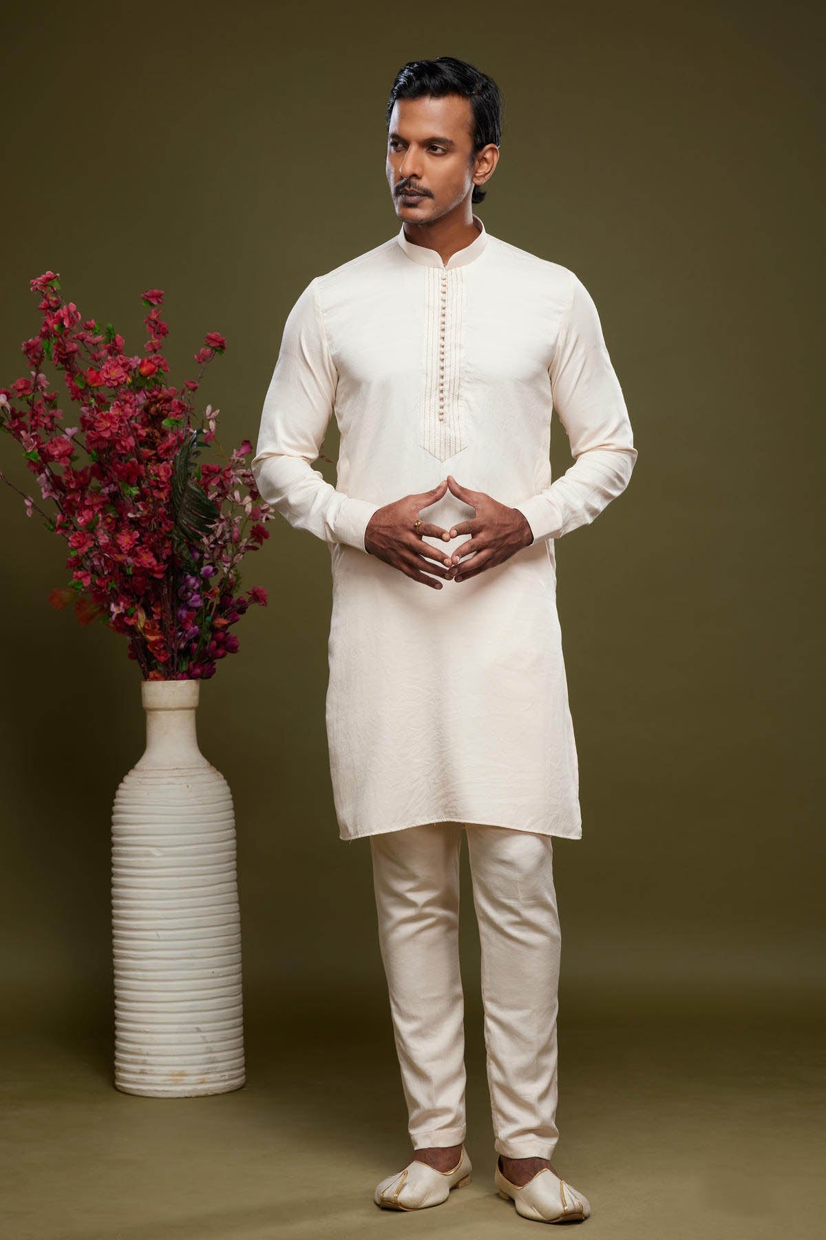 Art Banarasi Silk Kurta Pajama In Cream colour KP1230470 A